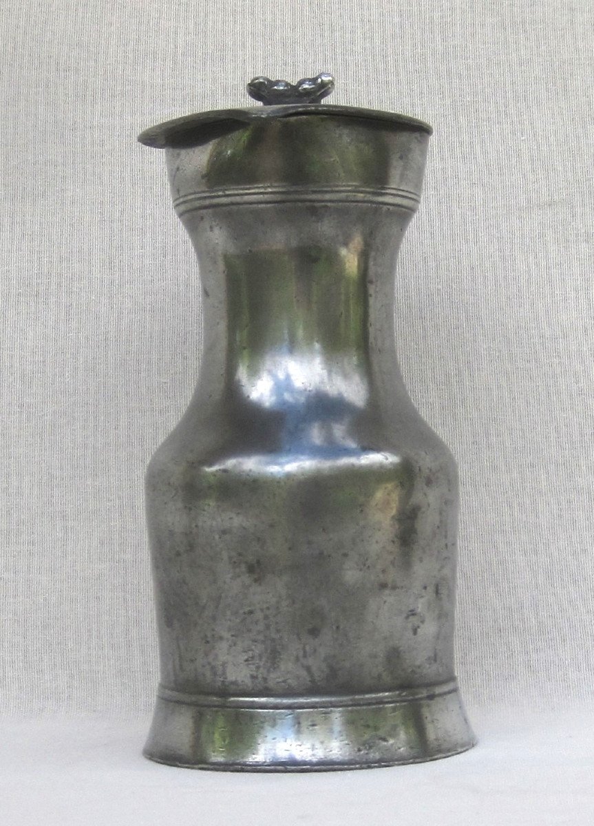 Pewter Pitcher. Lisieux. Early 19th Century.-photo-2