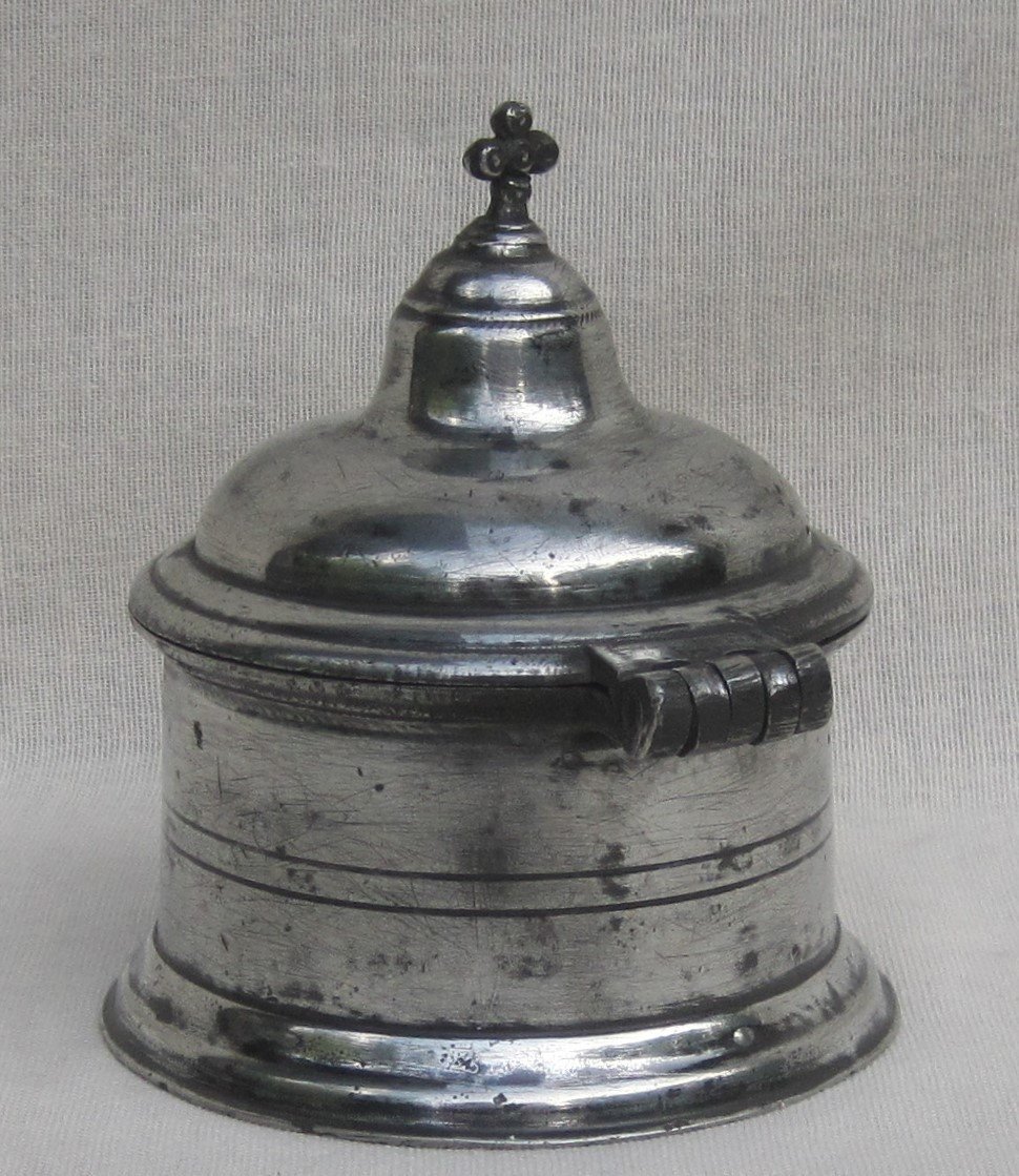Box Of Holy Oils, In Pewter, For Baptism And Extreme Anointing. Toulouse? 18th Century.-photo-4