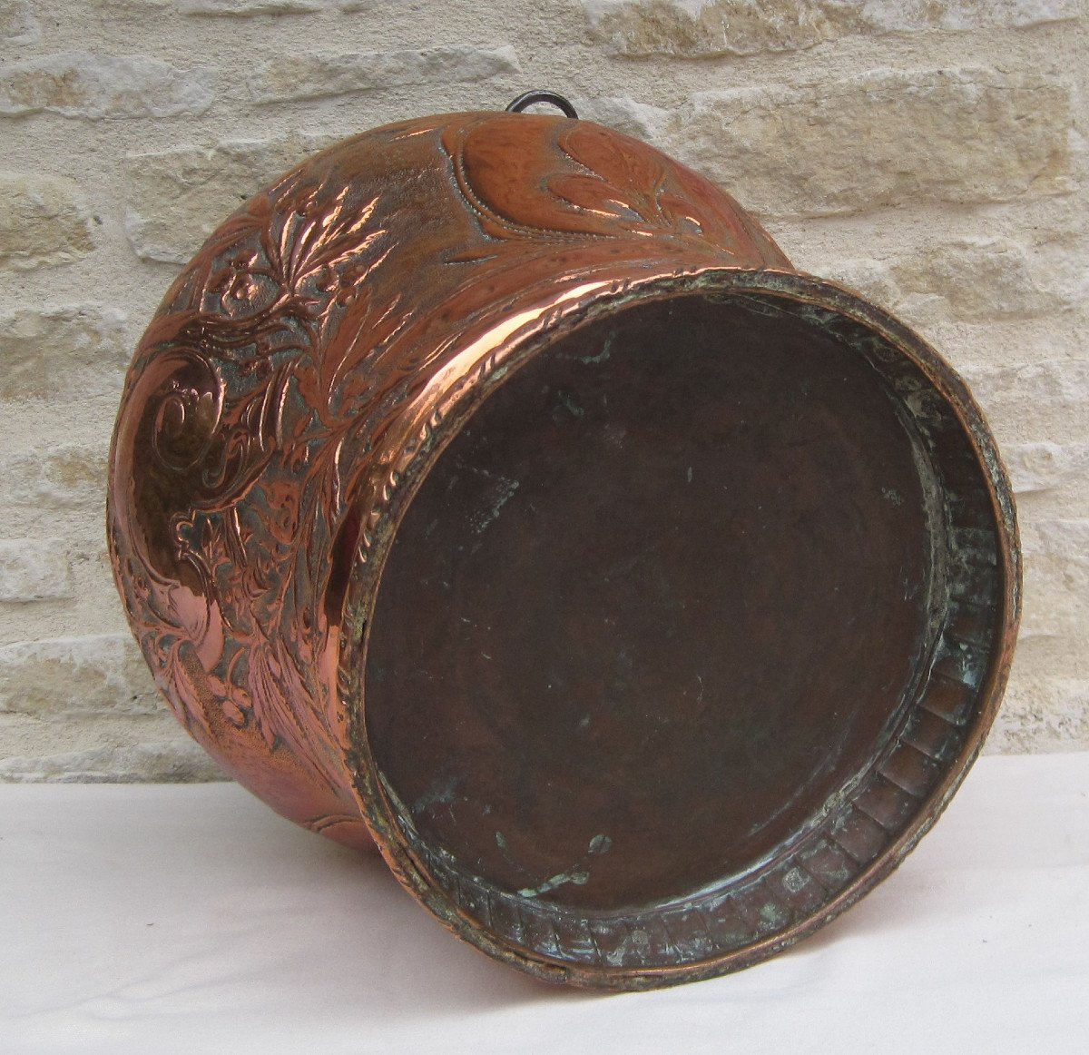 Copper Bucket, Decoration: Fleur-de-lis, Coat Of Arms, Helmet, Foliage, Sphinx. 18th Century.-photo-6