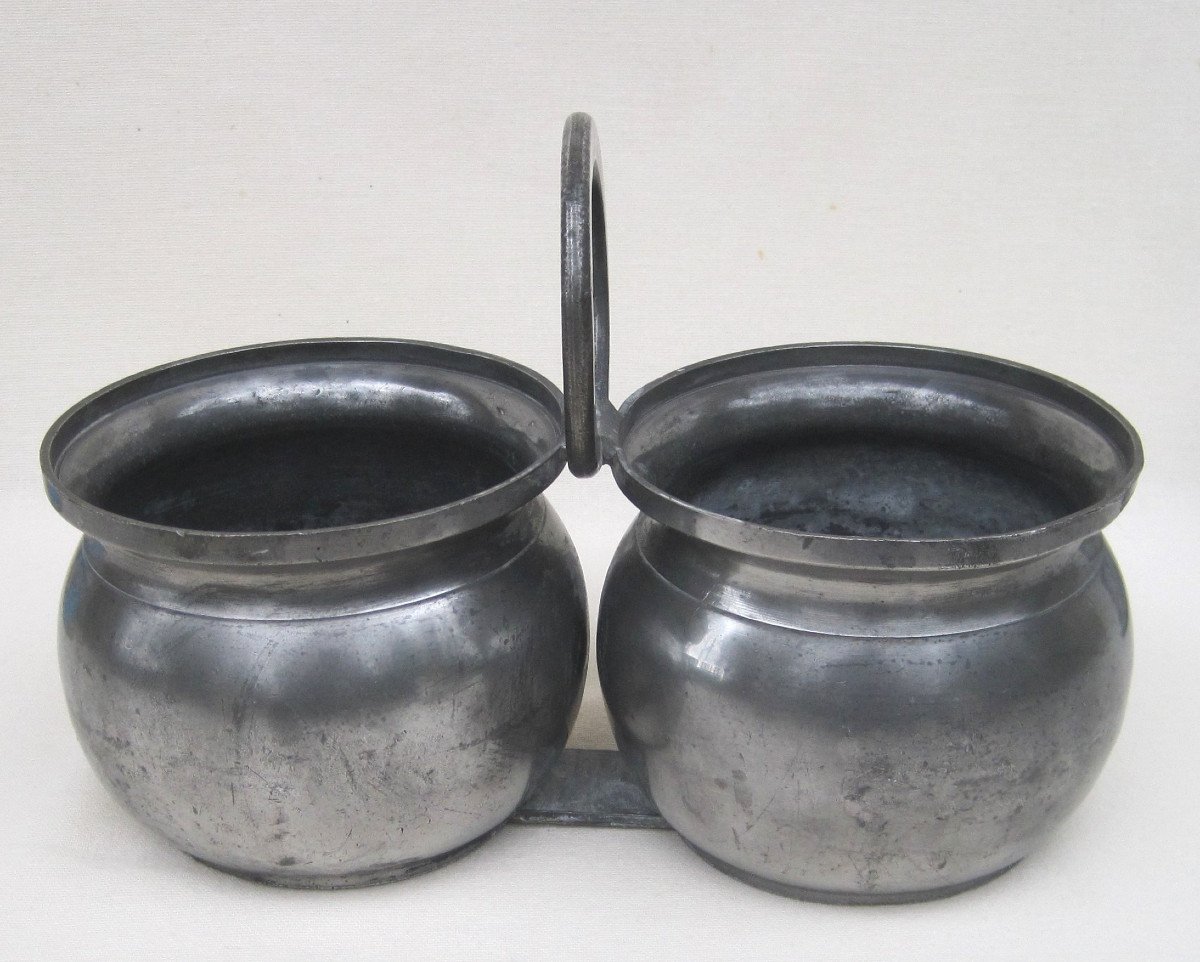 Dinner Holder In Pewter. Washer In Paris. First Half Of The 20th Century.-photo-7