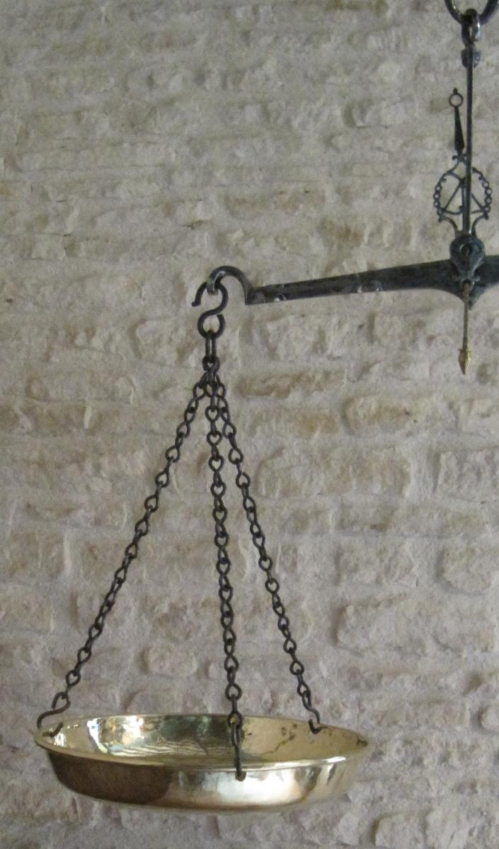 Brass And Wrought Iron Balance. Eighteenth Century.-photo-2