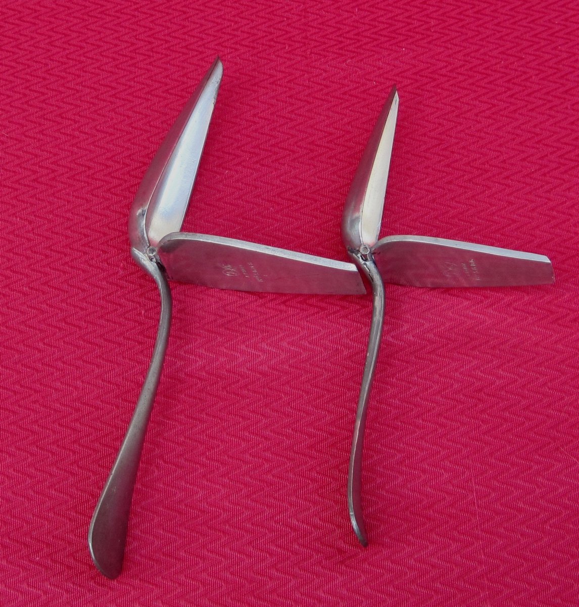 Two Medicine Spoons, Tin. Medical Pewter. 19th Century.-photo-2