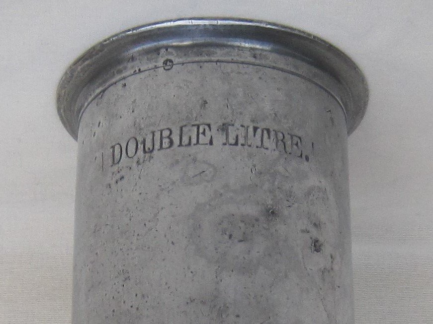 Open Measure Of 2 Liters, In Tin. Paris 1865.-photo-1