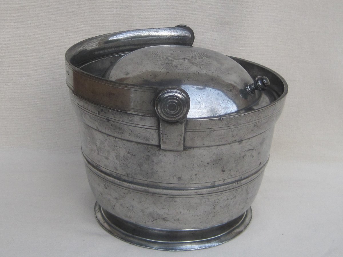 Pewter Dinner Holder. Anjou. Loire Valley. 19th Century.-photo-3