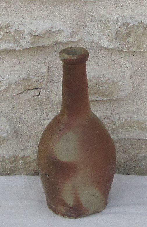 Pottery. Small Stoneware Bottle. 17.5 Cm. The Puisaye. 19th Century.-photo-3