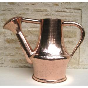 Copper Watering Can. Pastillage Decoration. H: 39 Cm. 18th Century.