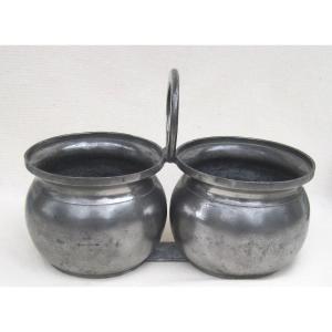 Dinner Holder In Pewter. Washer In Paris. First Half Of The 20th Century.