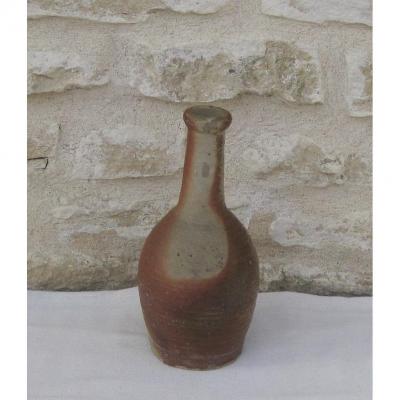 Pottery. Small Stoneware Bottle. 17.5 Cm. The Puisaye. 19th Century.