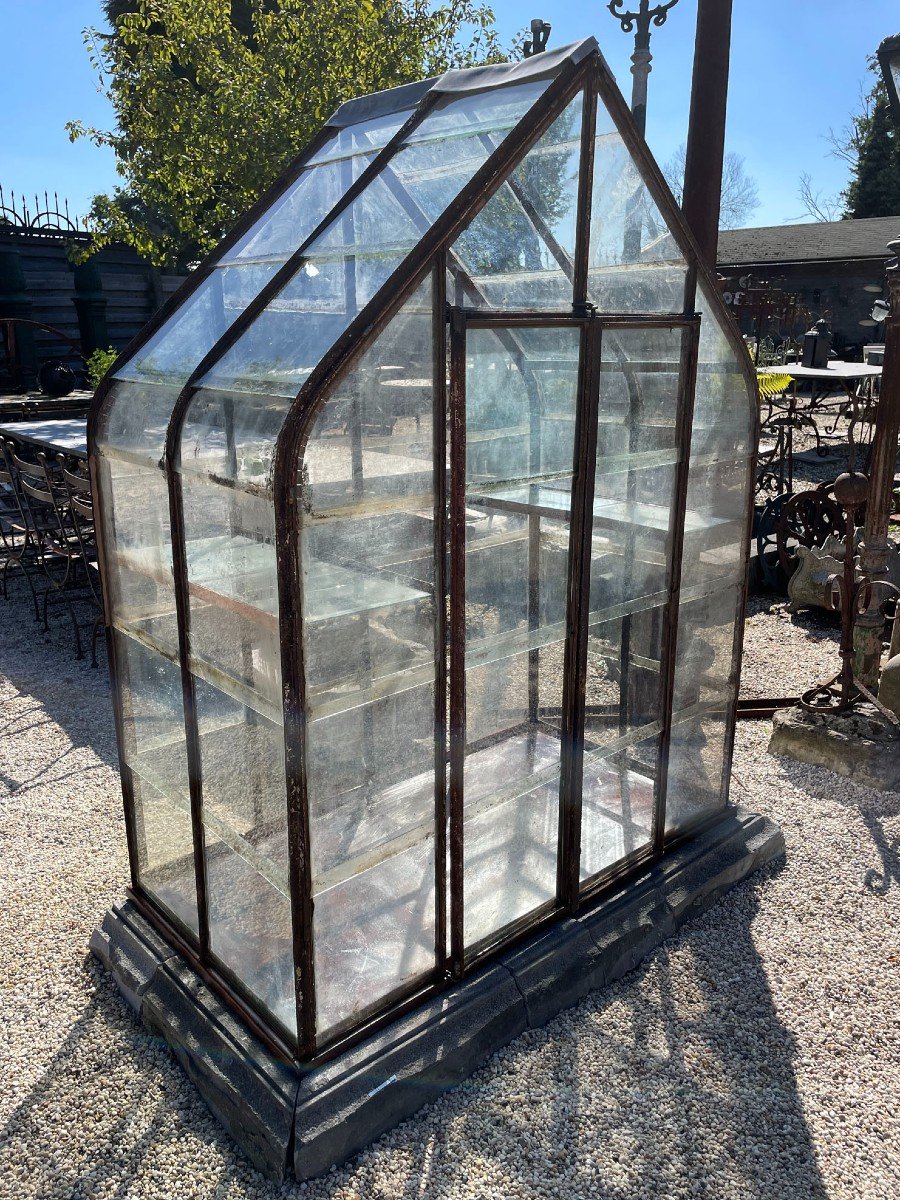 Small Antique Village Greenhouse Assembled With Original Materials