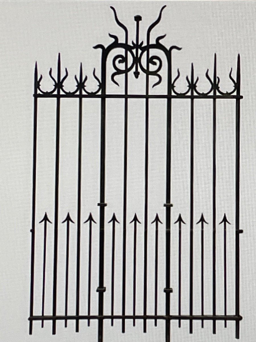 Superb Large Lot Of 78 Meters Of Antique Wrought Iron Gates.-photo-2