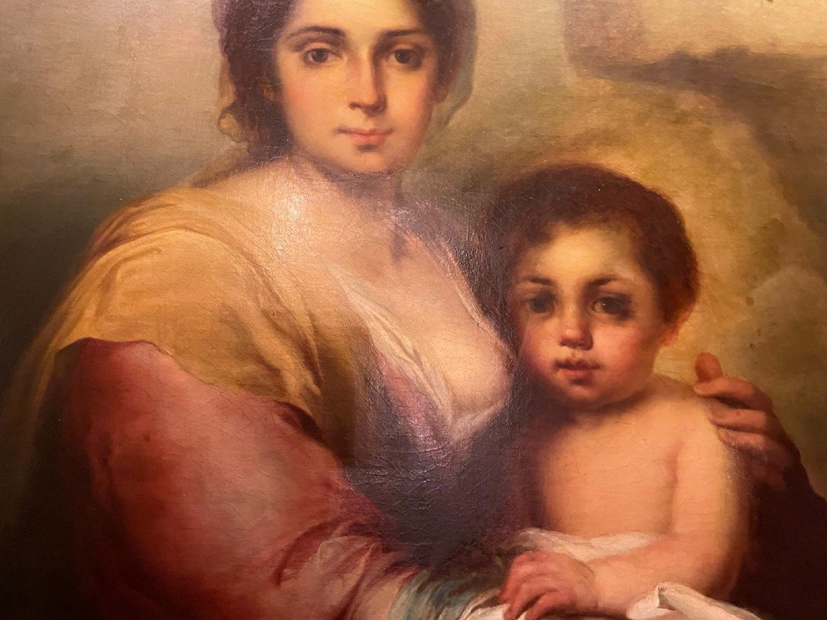 Antique Painting Madonna With Child 18th Century-photo-2