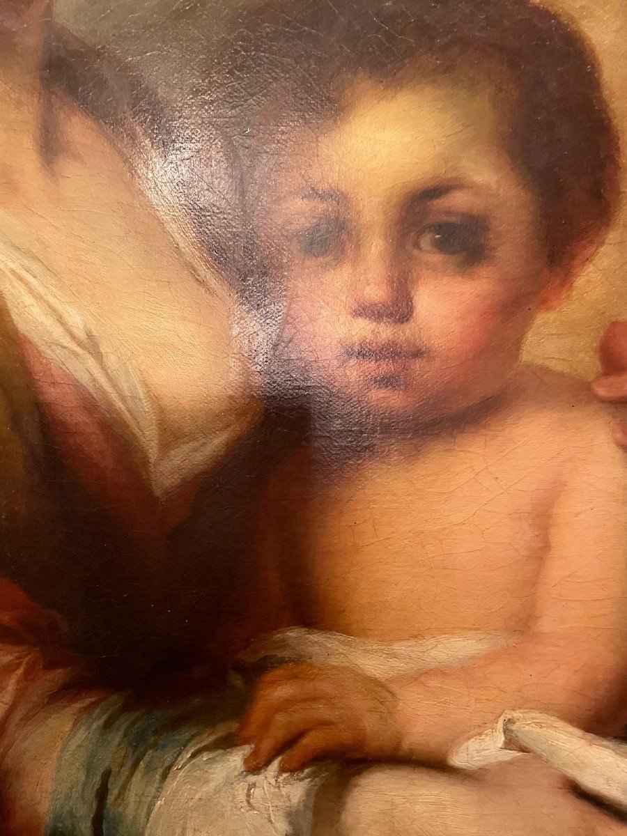 Antique Painting Madonna With Child 18th Century-photo-4