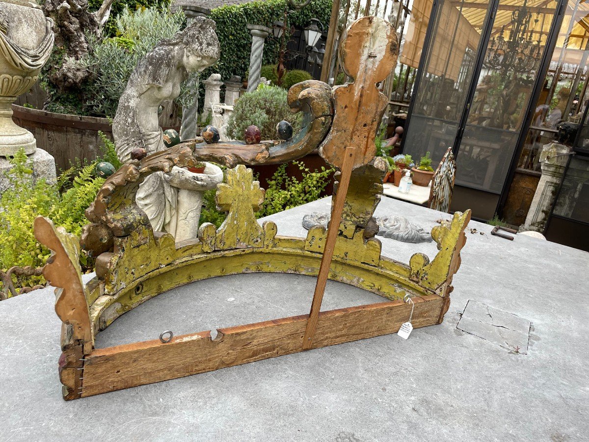 Antique French Wooden Bed Crown-photo-3