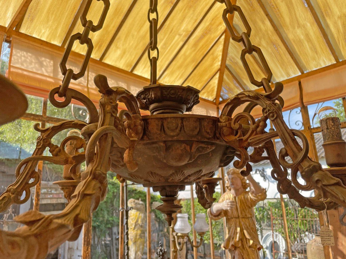 Exceptional Castle Chandelier Made Of Cast Iron-photo-2