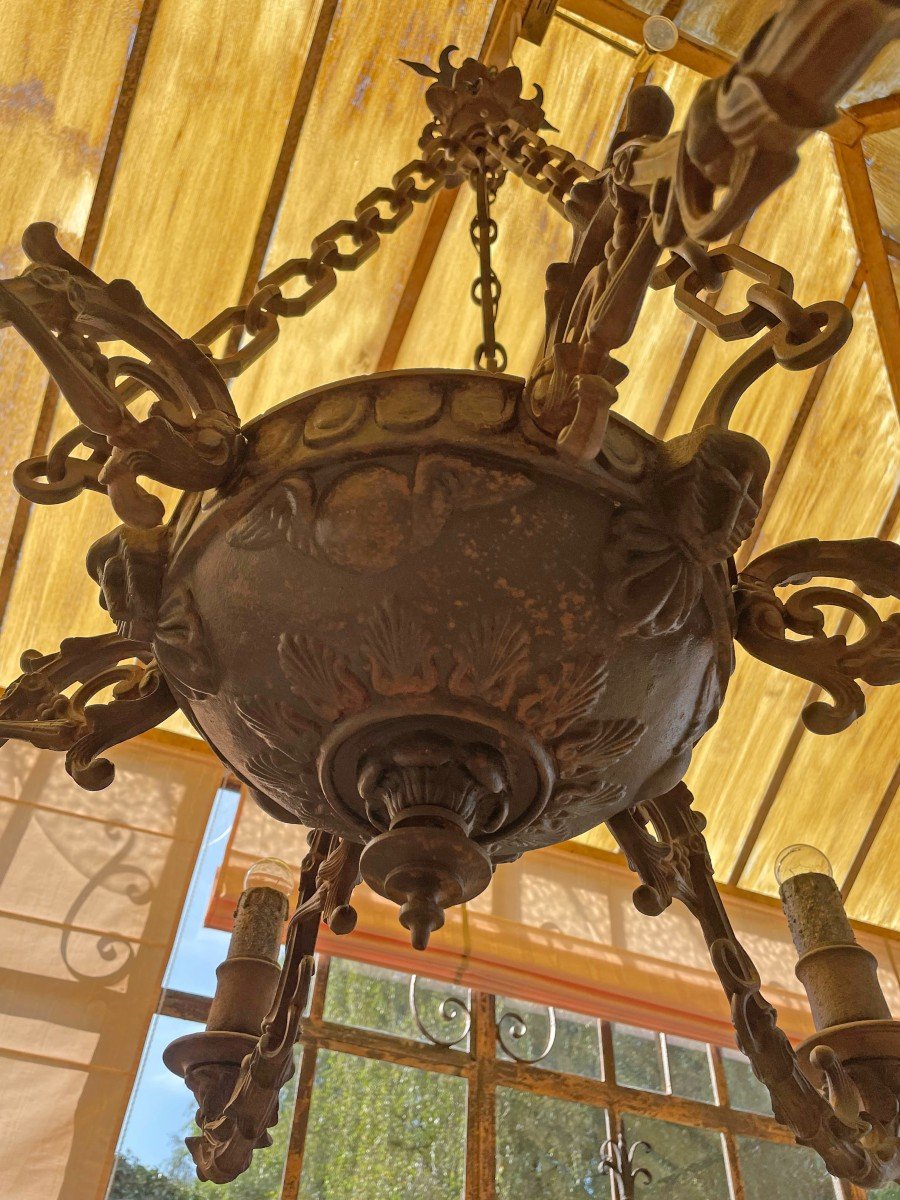 Exceptional Castle Chandelier Made Of Cast Iron-photo-4