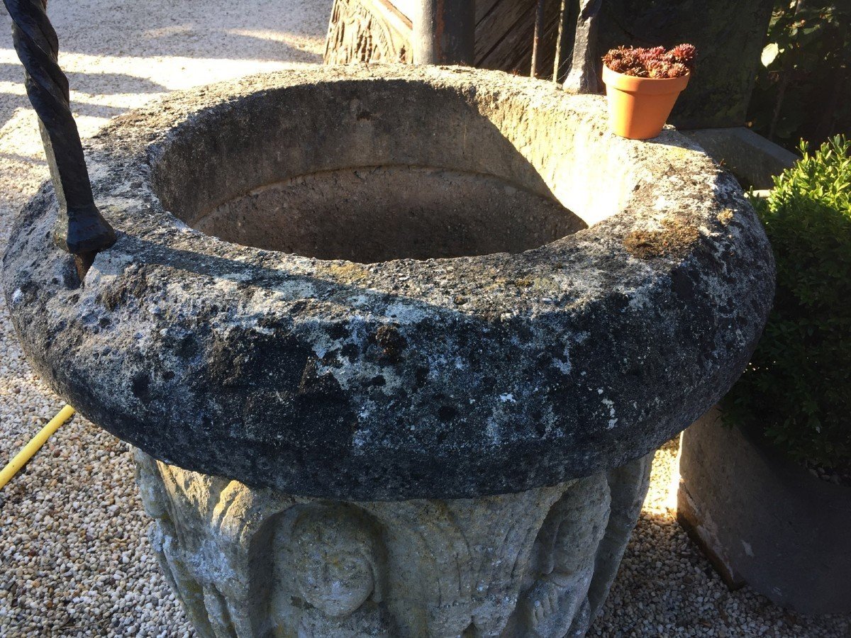 Roman Water Well Limestone 17th Century-photo-4