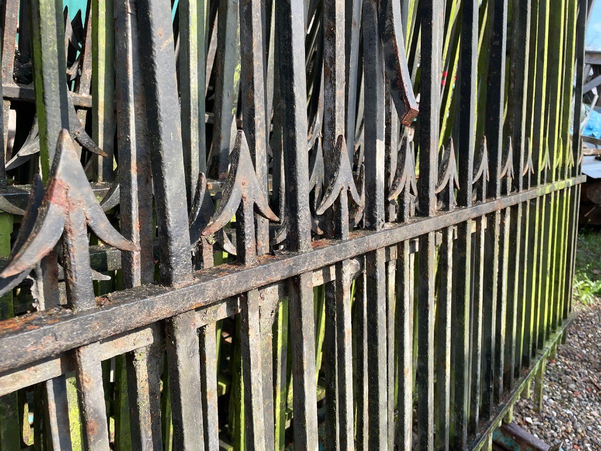 Superb Large Lot Of 78 Meters Of Antique Wrought Iron Gates-photo-3