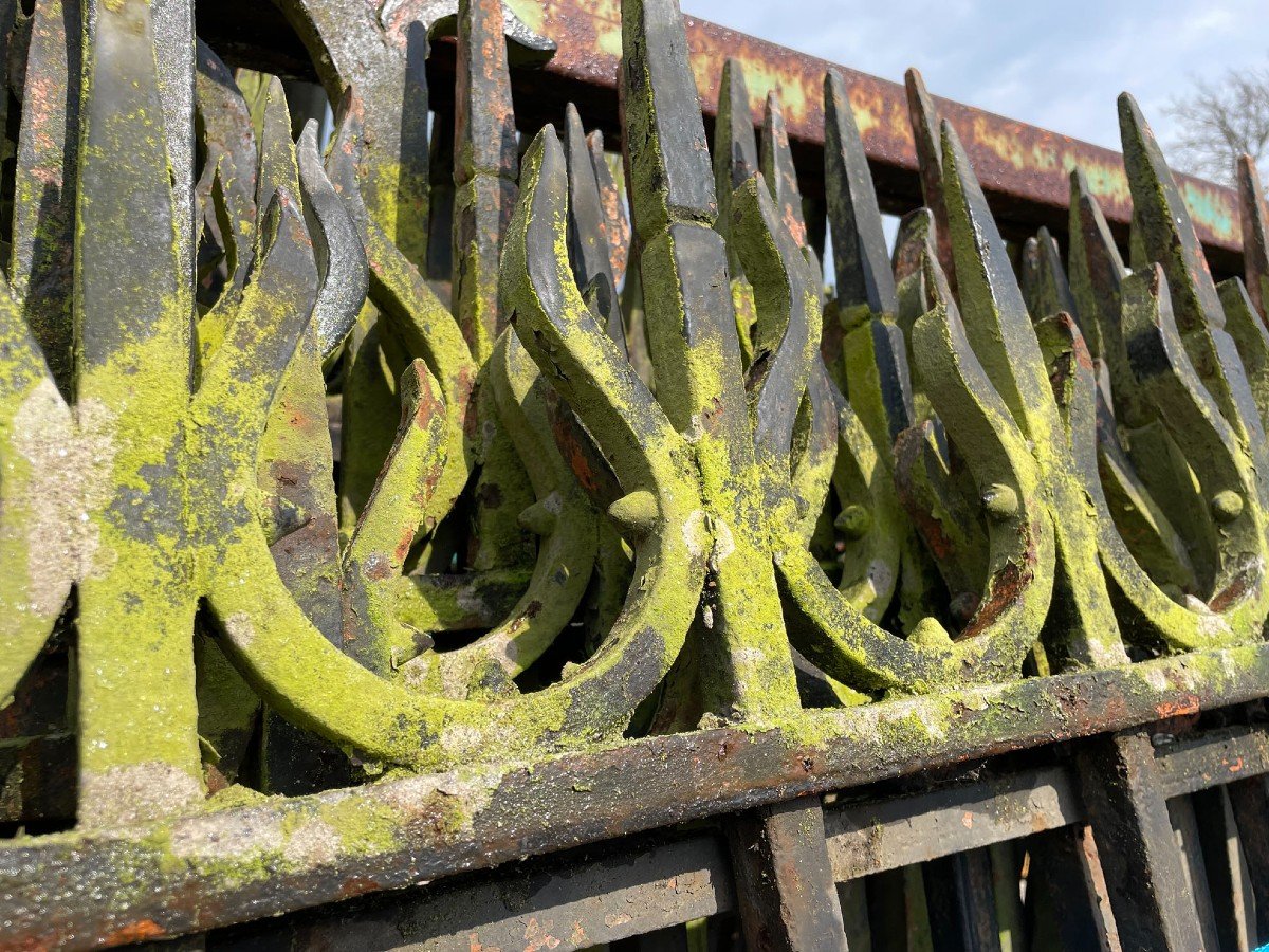 Superb Large Lot Of 78 Meters Of Antique Wrought Iron Gates-photo-4