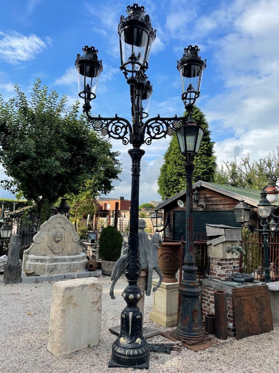 Antique Brussels Lamp Post With 5 Heads