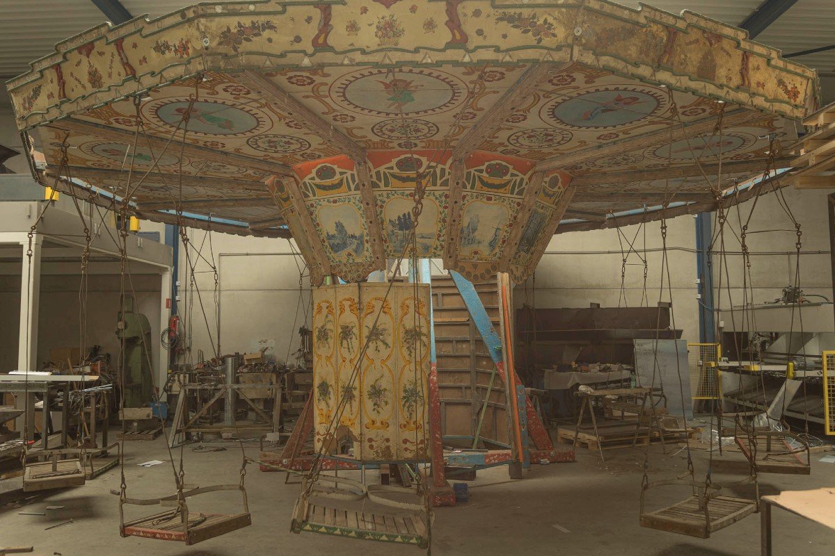 Exclusive Antique Wooden Dutch Merry-go-round, Fairground Carousel, 20th Century-photo-6