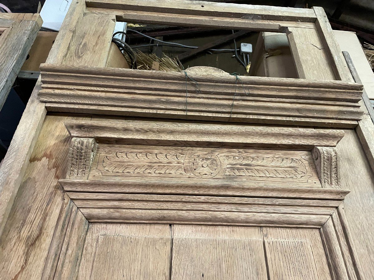 Porte extérieure bruxelloise antique en chêne 19ème siècle-photo-1