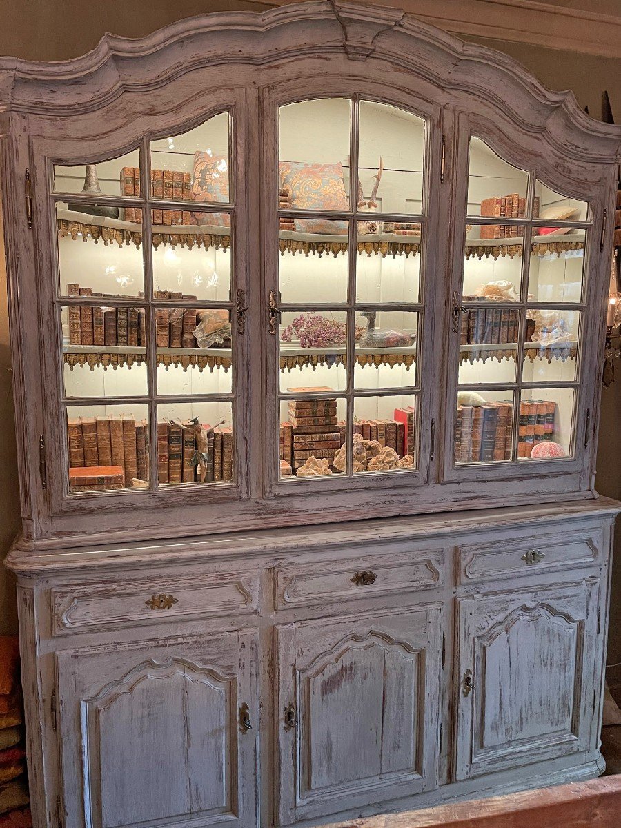 Vitrine française antique en chêne 18ème siècle -photo-2