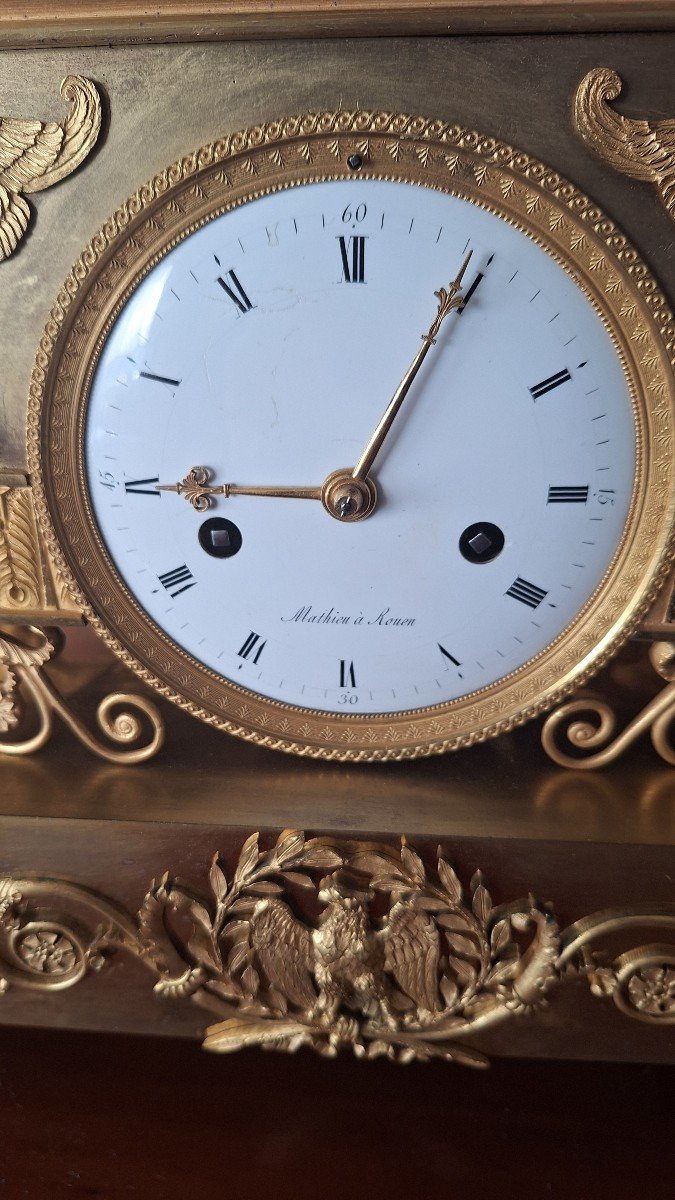 Empire Clock In Gilt Bronze. Venus, Cupid And Anteros. -photo-5