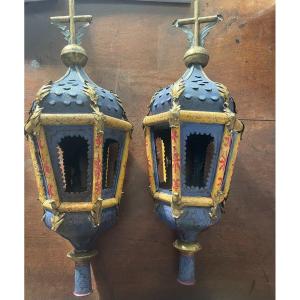  Pair Of 18th Century Lacquered Lanterns