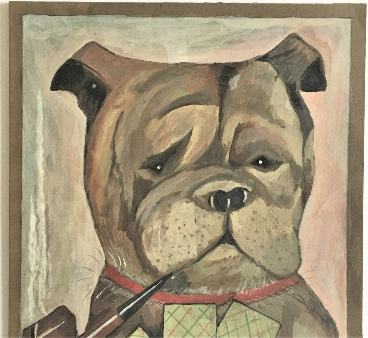 Le Chien Joueur, Gouache Sur Carton -photo-3