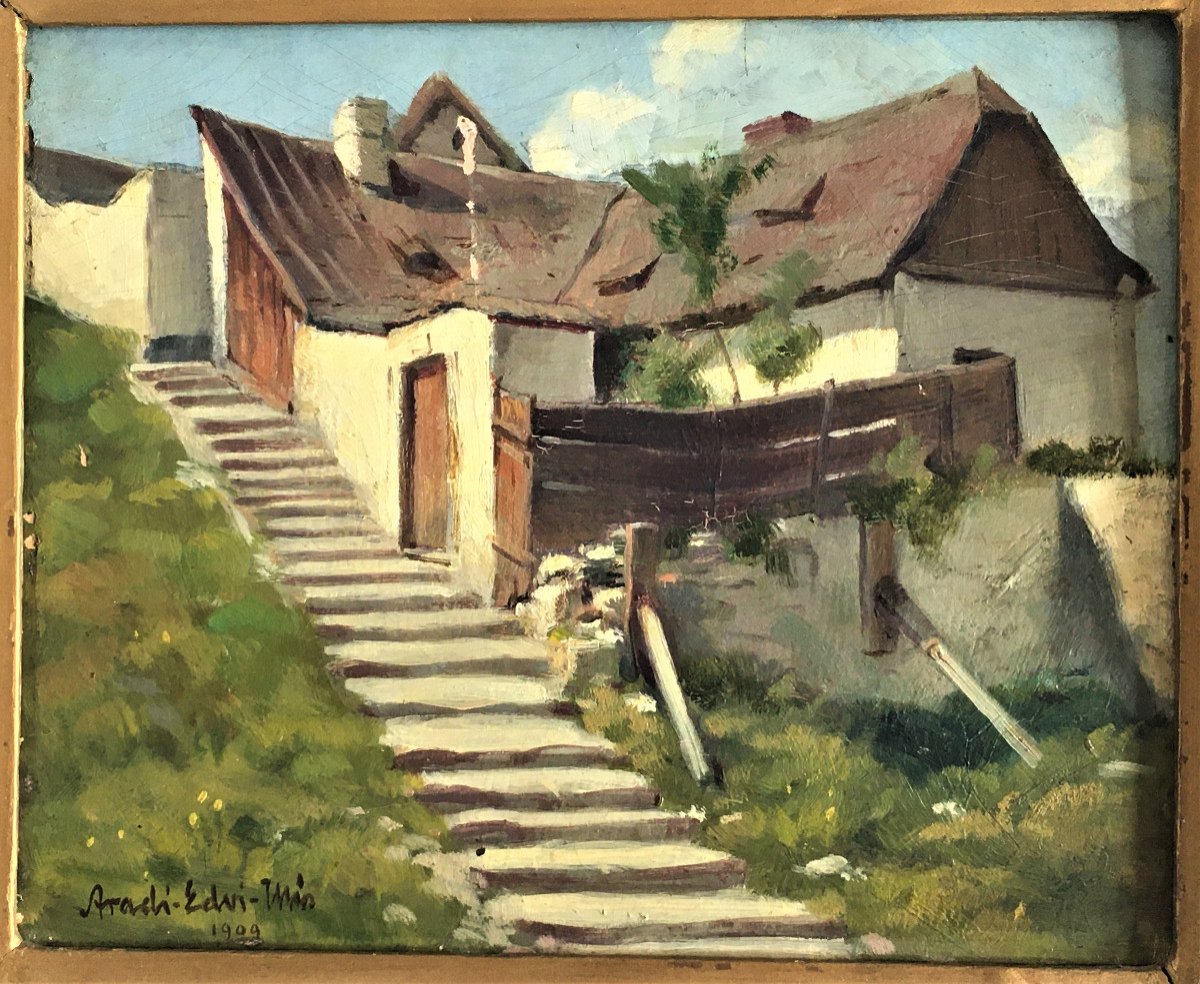 Aradi Edvi illès Jeno (1886/1962) école Hongroise, Paysage De Hongrie 1909