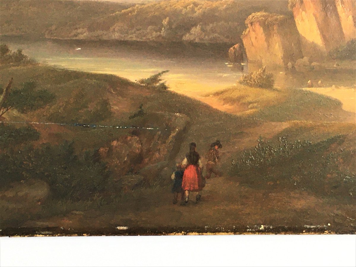 Paysage d'Italie 1846 Trace De Signature, Huile Sur Panneau d'Acajou-photo-7