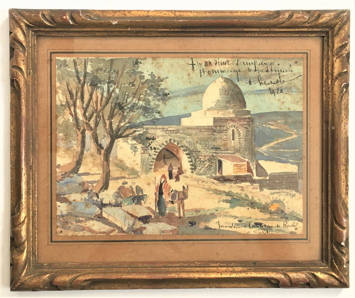 Jerusalem, Tomb Of Rachel, 1921 Watercolor-photo-2