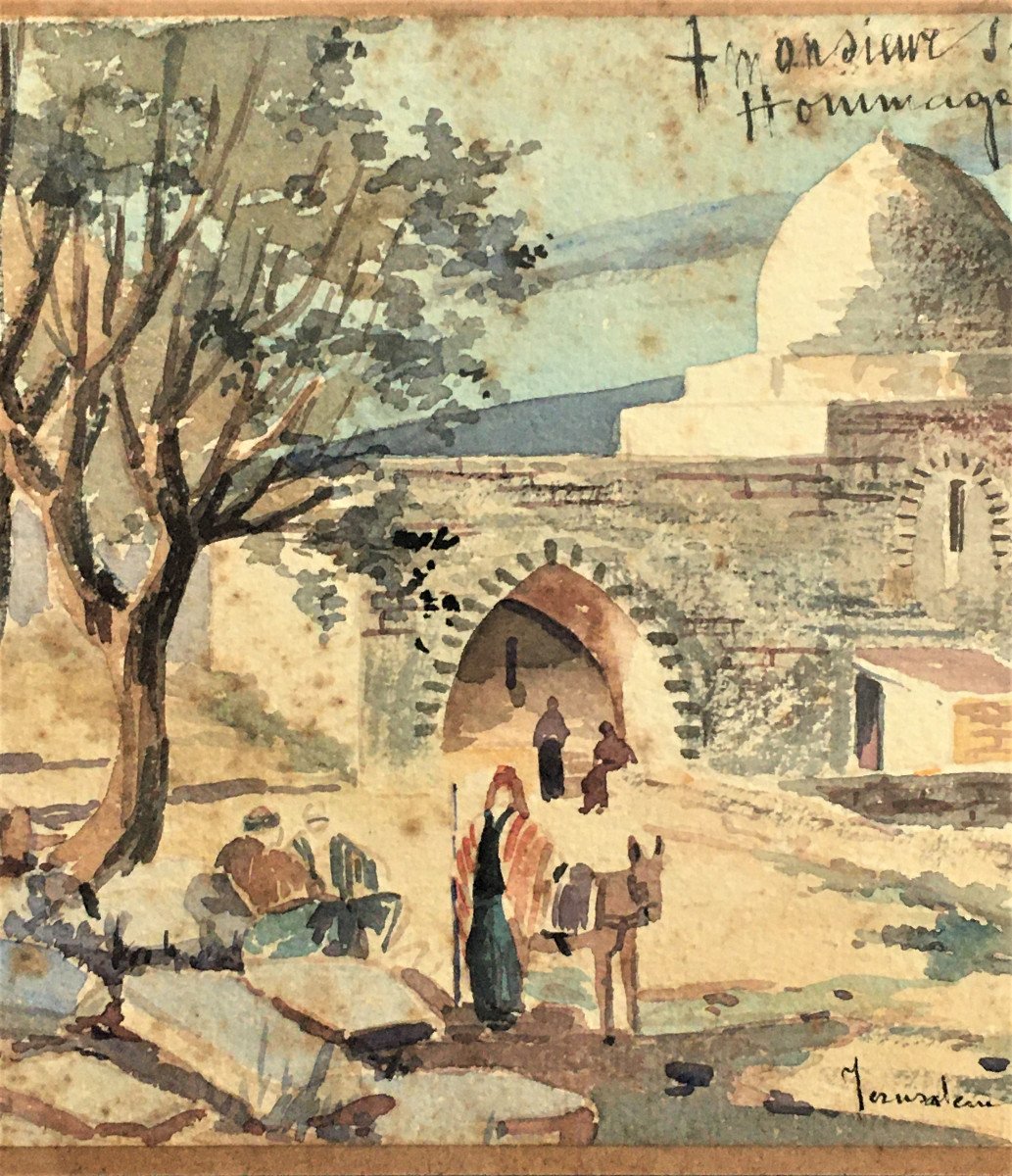 Jerusalem, Tomb Of Rachel, 1921 Watercolor-photo-4