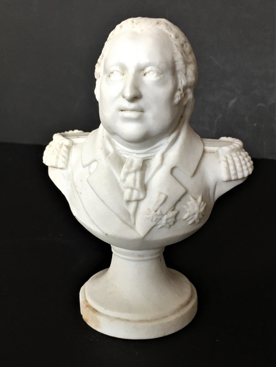 Louis XVIII Buste En Biscuit d'époque Restauration, légitimisme-photo-2