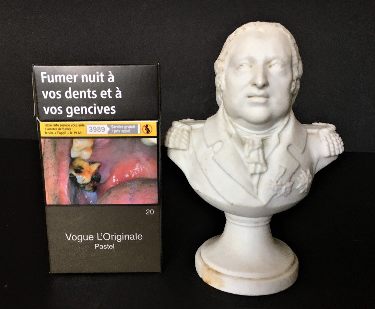 Louis XVIII Buste En Biscuit d'époque Restauration, légitimisme-photo-4