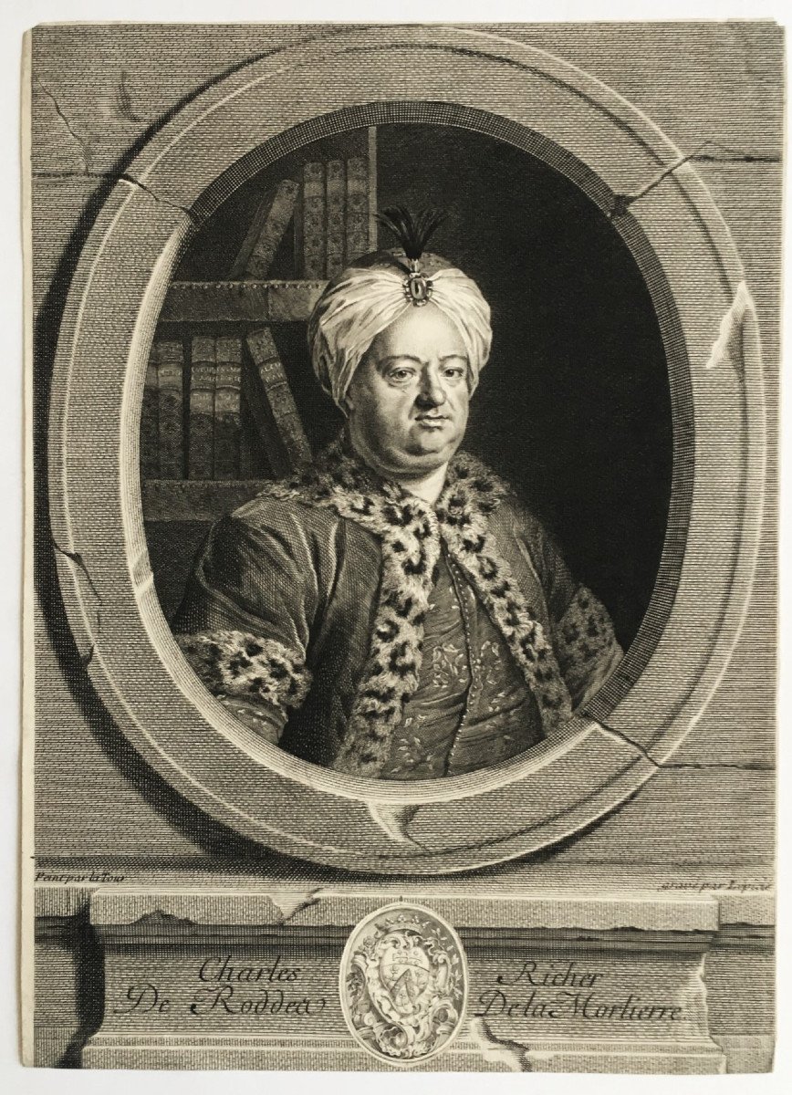 Quentin La Tour, Portrait Of Charles De La Morlierre, Engraving From 1734-photo-4