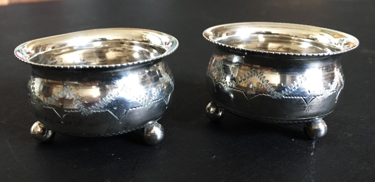 Imperial Russia, Pair Of Silver Salt Cellars -photo-3