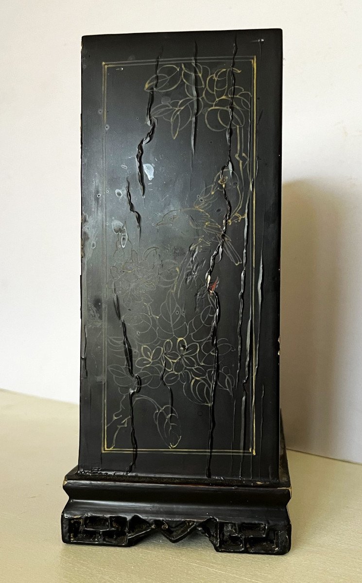 Indochina, Jewelry Serre Cabinet In Lacquer And Mother-of-pearl-photo-3