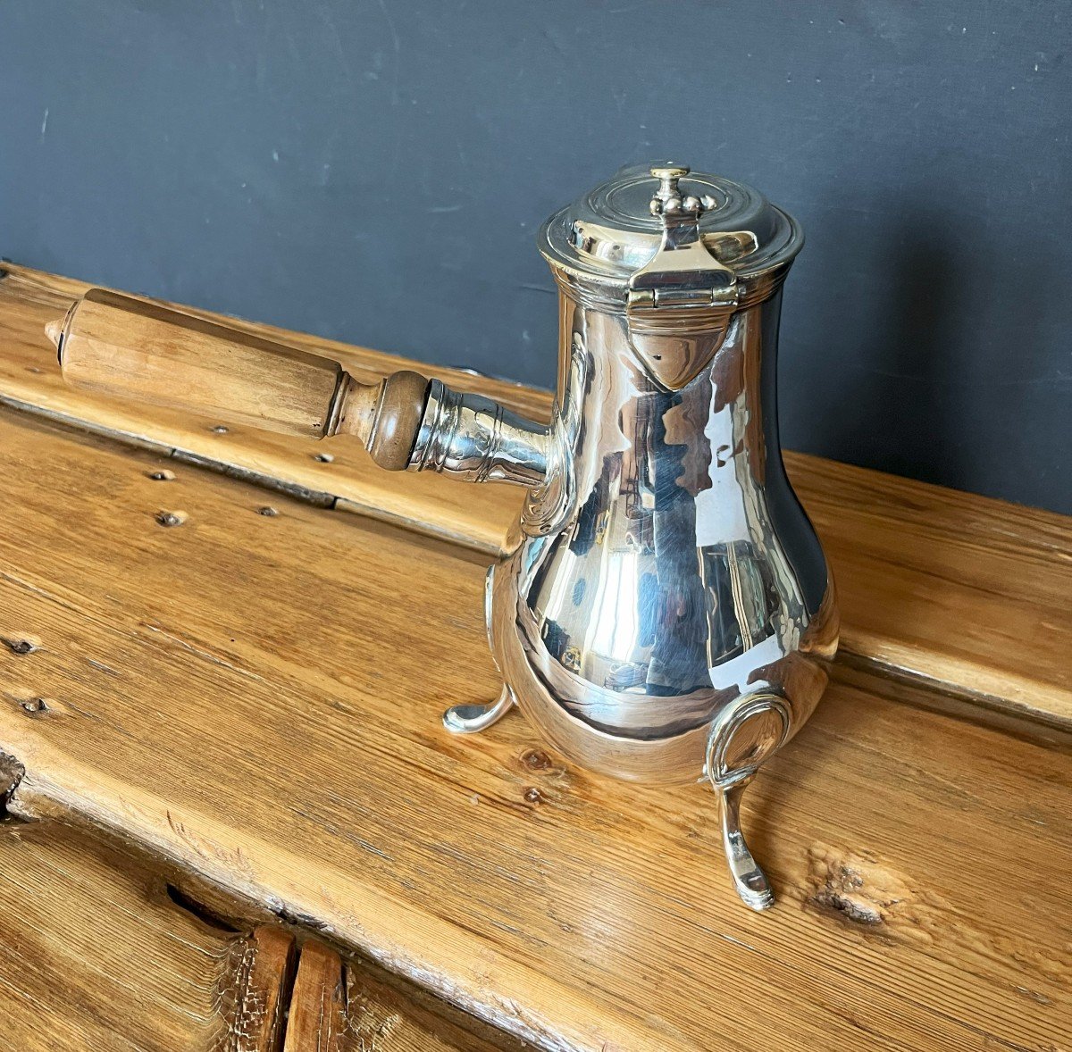 18th Century Silver Plated Metal Coffee Pot-photo-2