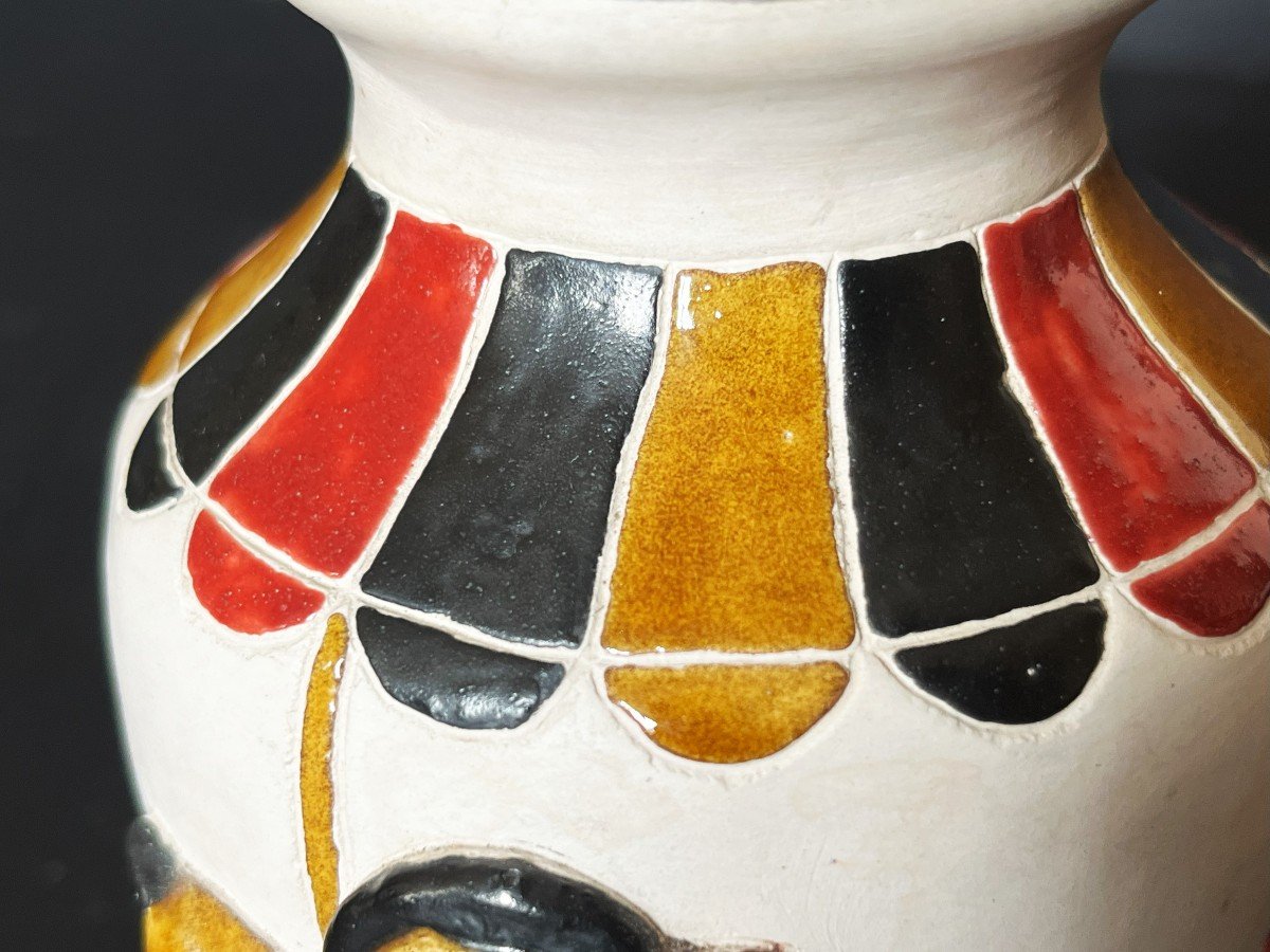 Robert Loiseleur, "carousel Horses" Ceramic Vase From The 60s-photo-3