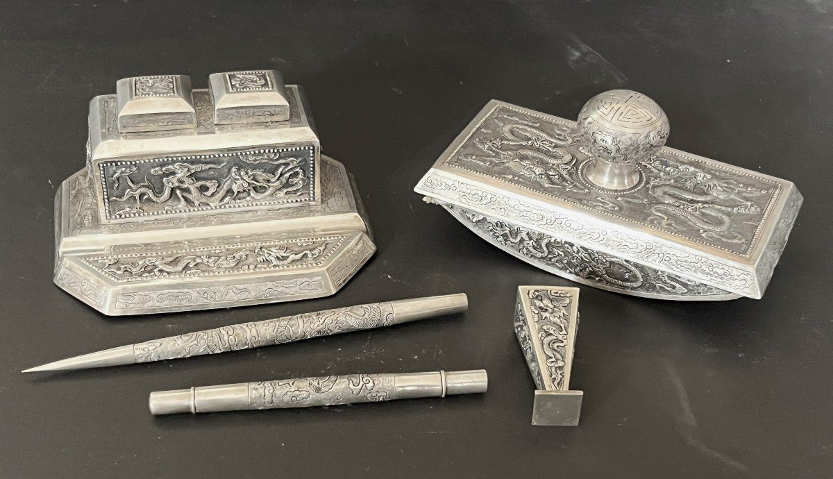 Silver Desk Set, Indochina, Early 20th Century-photo-4