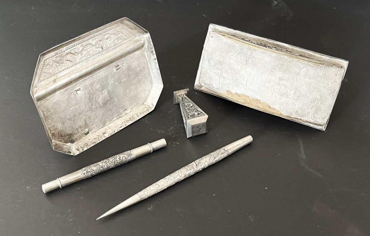 Silver Desk Set, Indochina, Early 20th Century-photo-6