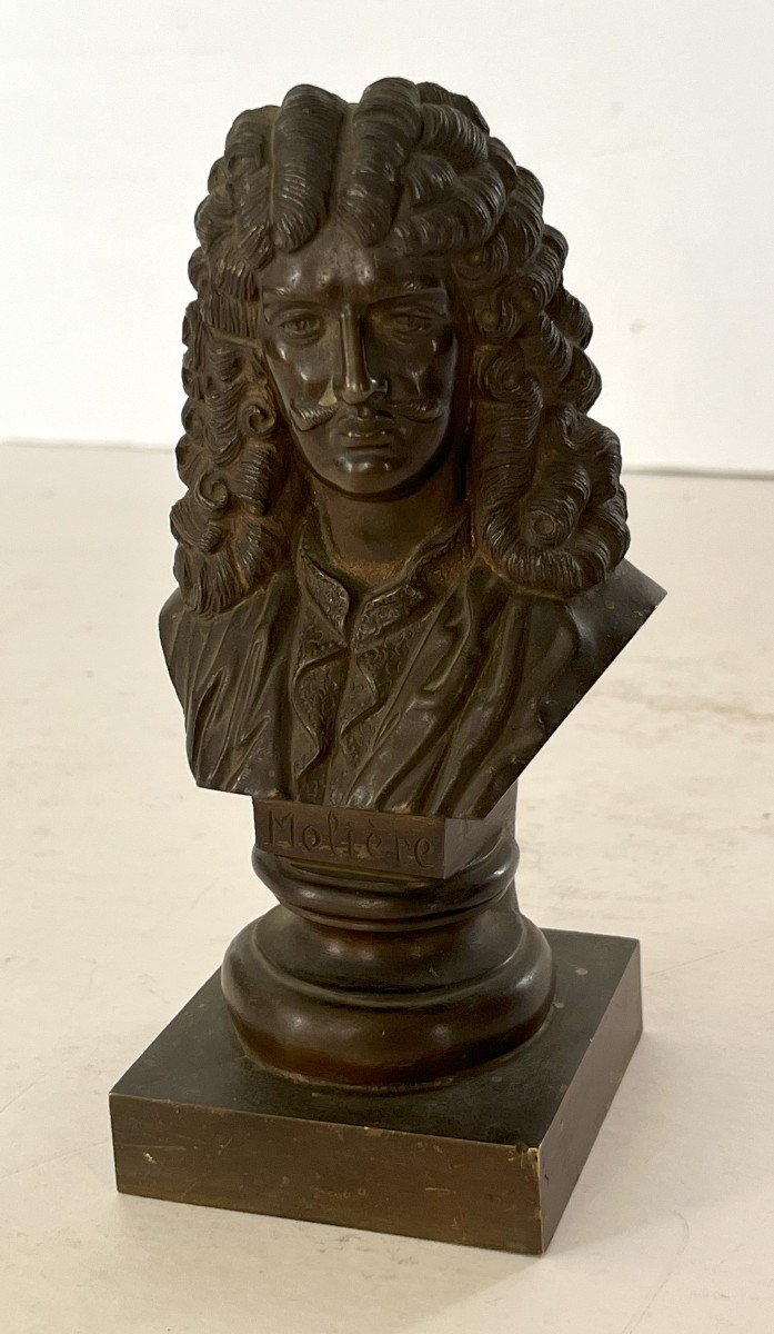 19th Century Bronze Bust Of Molière.-photo-3