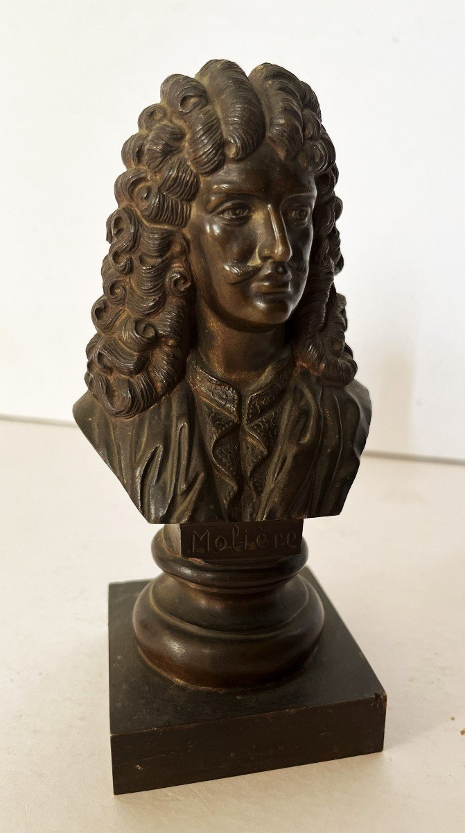 19th Century Bronze Bust Of Molière.-photo-4