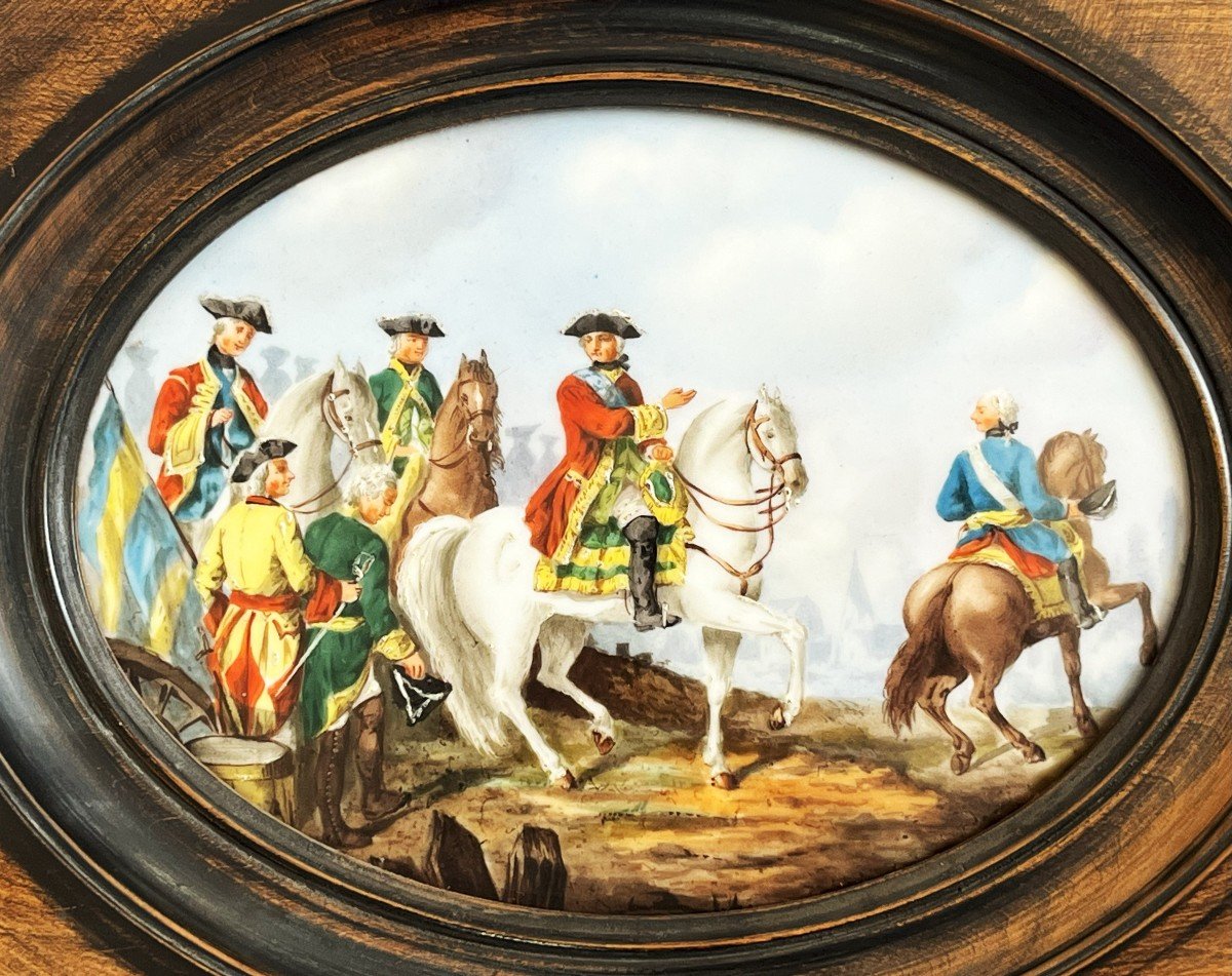 Large Porcelain Miniature "louis XV Before The Battle" From The 19th Century-photo-2