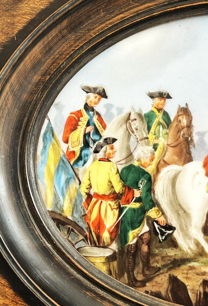 Large Porcelain Miniature "louis XV Before The Battle" From The 19th Century-photo-3