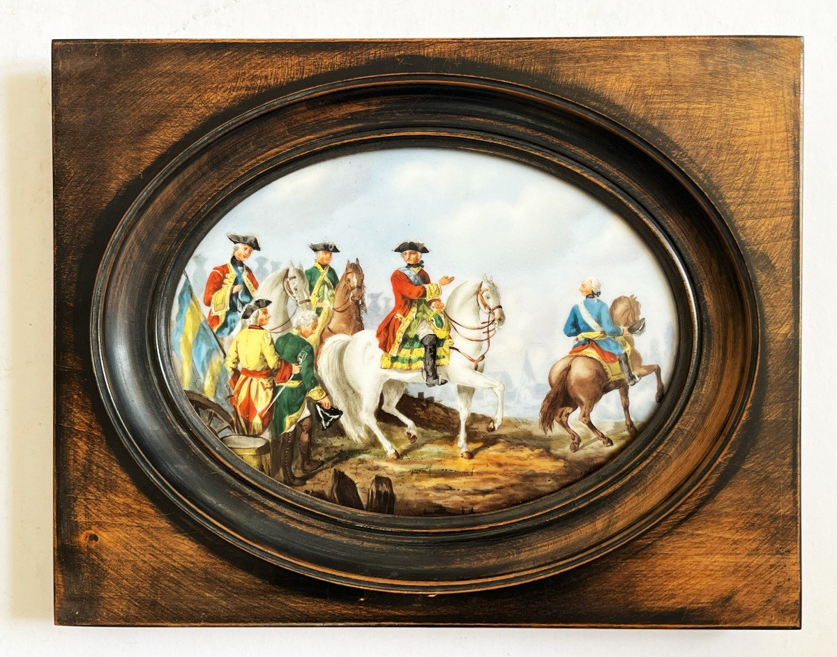 Large Porcelain Miniature "louis XV Before The Battle" From The 19th Century