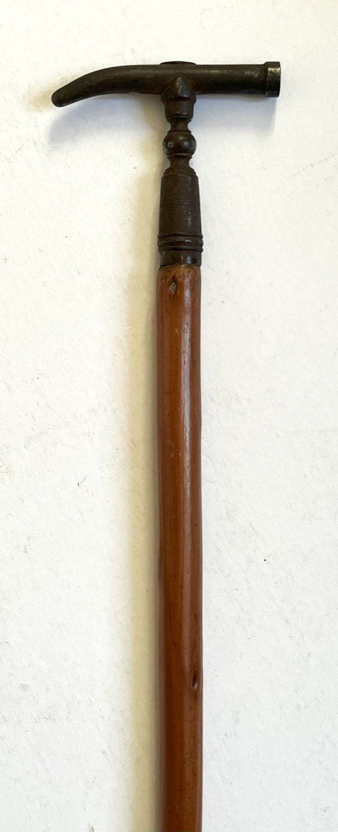 19th Century Wrought Iron Geologist's Or Mineralogist's Walk Stick-photo-4