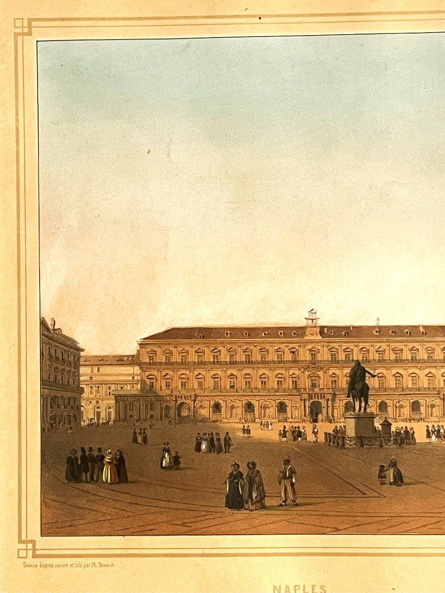 Kingdom Of Naples, View Of The Royal Palace, Napoleon III Engraving-photo-4