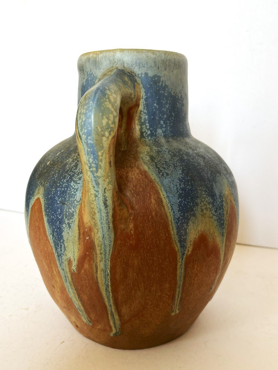 Gilbert Méténier 1876/1957 Large Amphora Vase In Sandstone-photo-2